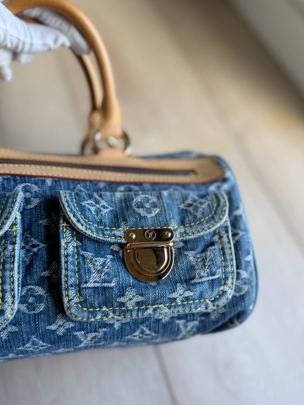 Louis Vuitton Neo Speedy Denim Blue Monogram Rare Vintage LV Bag - Picture 12 of 16